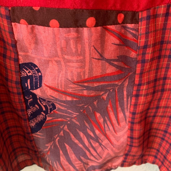 Staley/Gretszinger Vintage Boho Patchwork Red Mixed Media Blouse L/XL - Picture 7 of 10
